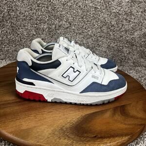 New Balance 550 Size 6.5 Big Kids Shoes Sneakers White Navy Red GSB550CN